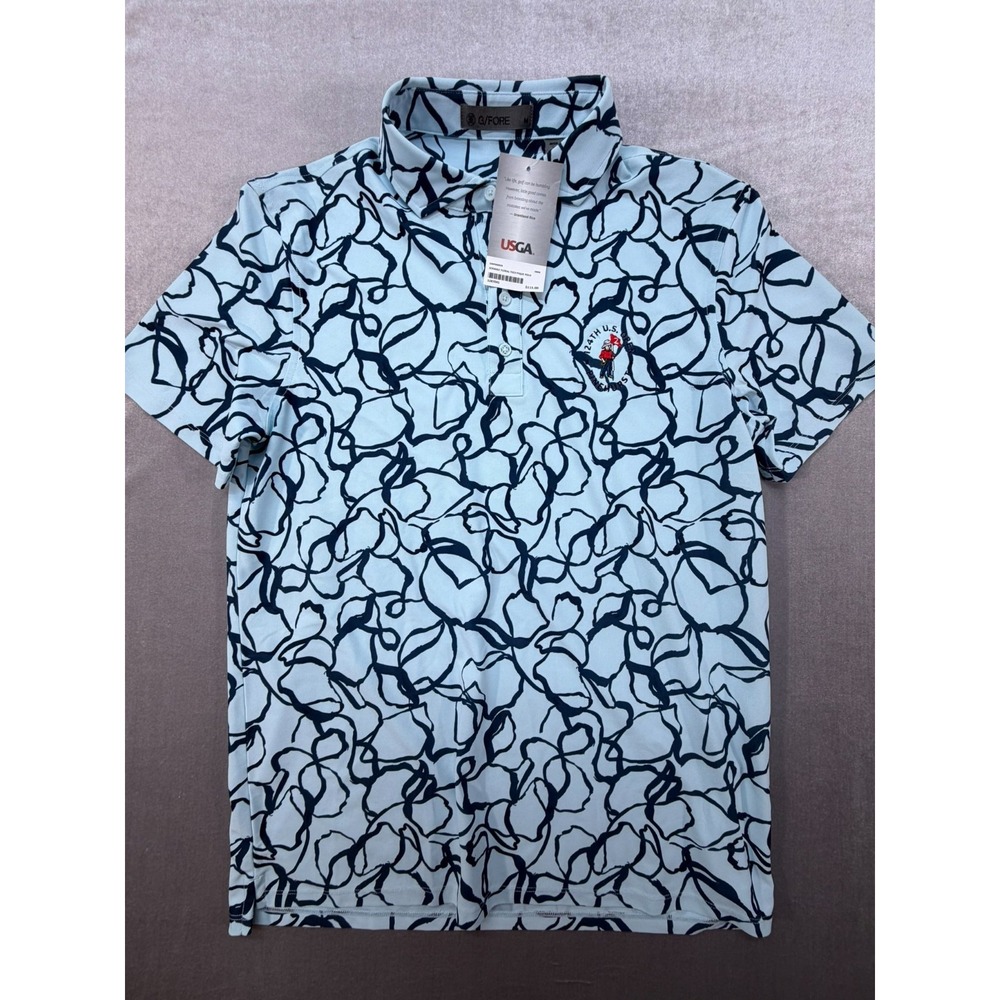 NWT USGA G/FORE 124th U.S. Open Pinehurst Golf Floral Tech Polo Shirt Size Med